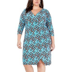NWT - Women's Plus Printed Pleated Wrap Dress